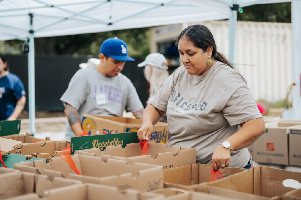 produce, pack food boxes, food pantry