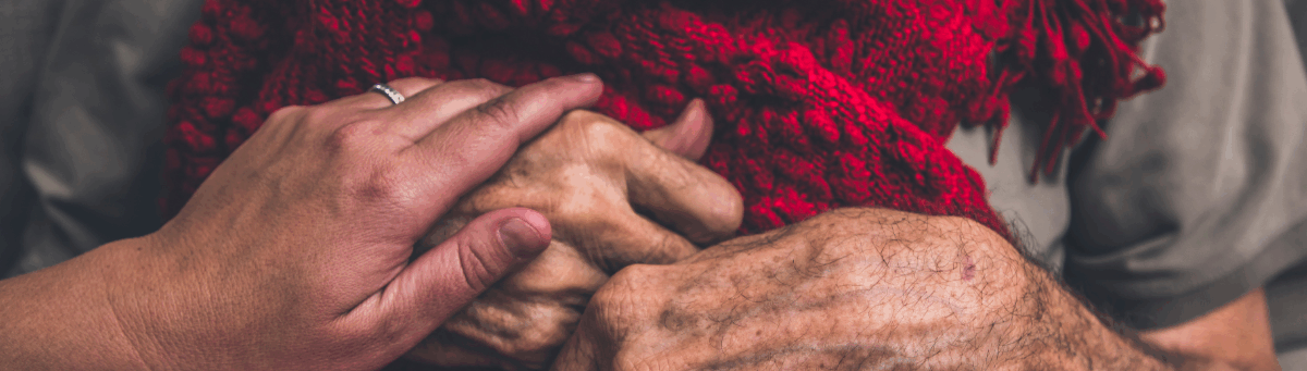 hospice care, old hands young hands